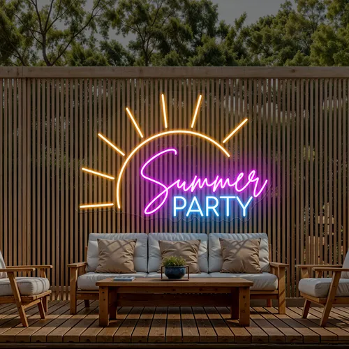 Cool Summer Party Neon Sign - Custom Socks Now