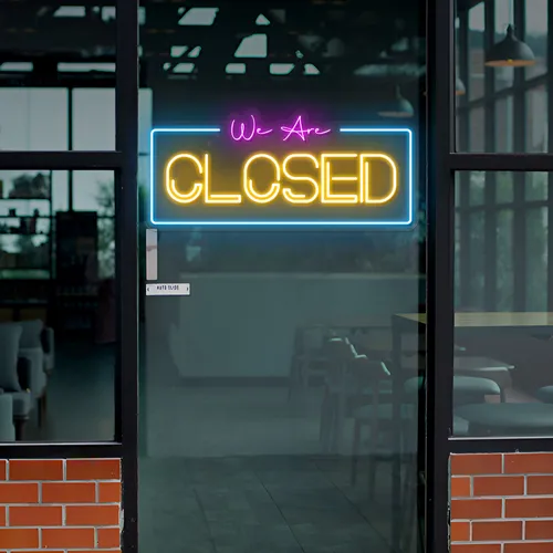 We Are Closed Neon Sign - Custom Socks Now