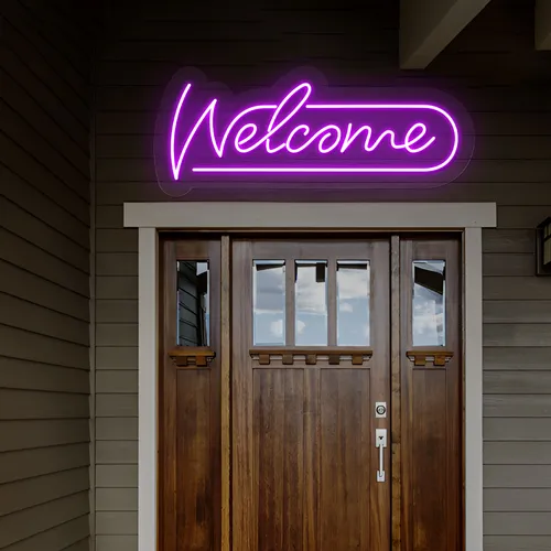 Stylish Welcome Neon Sign - Custom Socks Now
