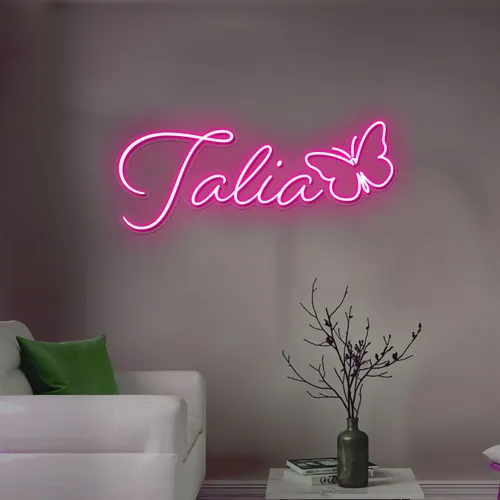 Talia Butterfly Neon Sign - Custom Socks Now