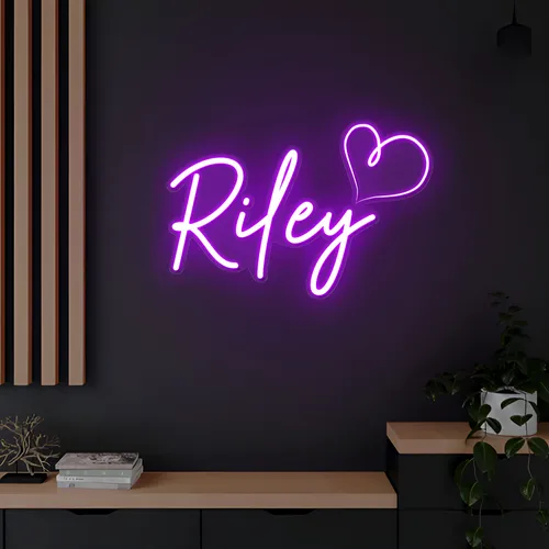 Riley Heart Neon Sign - Custom Socks Now