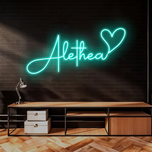 Alethea with Heart Neon Sign - Custom Socks Now