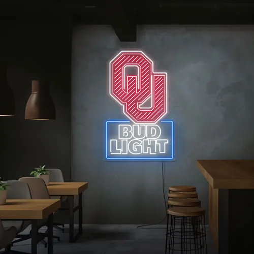 OU Bud Light Neon Sign - Custom Socks Now