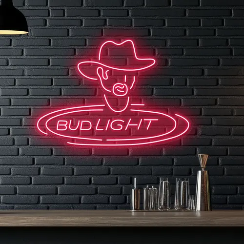 Cowboy Bud Light Neon Sign - Custom Socks Now
