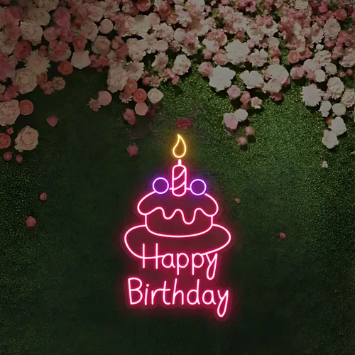 Happy Birthday Wishes Neon Sign - Custom Socks Now