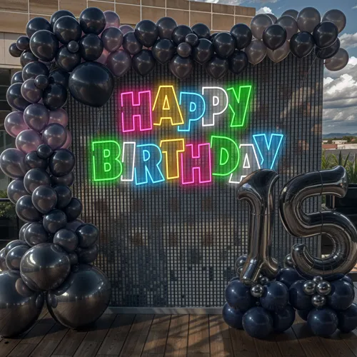 Colorful Happy Birthday Neon Sign - Custom Socks Now