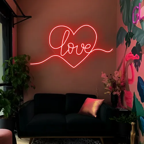 Heart of Love Neon Sign - Custom Socks Now