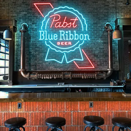 Pabst Blue Ribbon Neon Sign - Custom Socks Now
