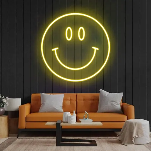 Yellow Neon Smile Sign - Custom Socks Now