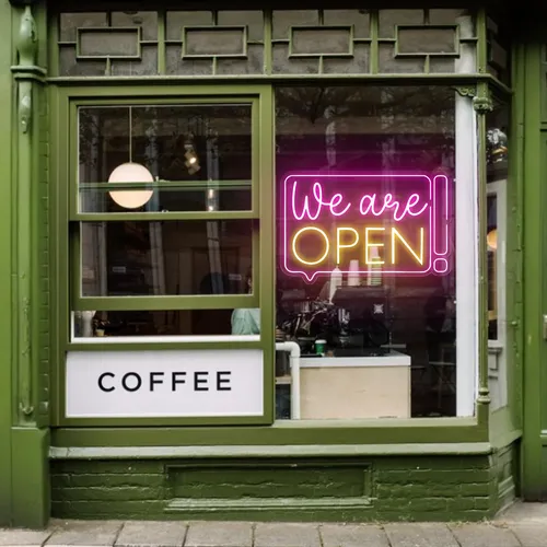 Striking Open Neon Sign - Custom Socks Now