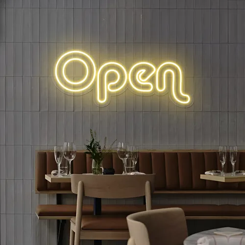 Bright Open Neon Sign - Custom Socks Now