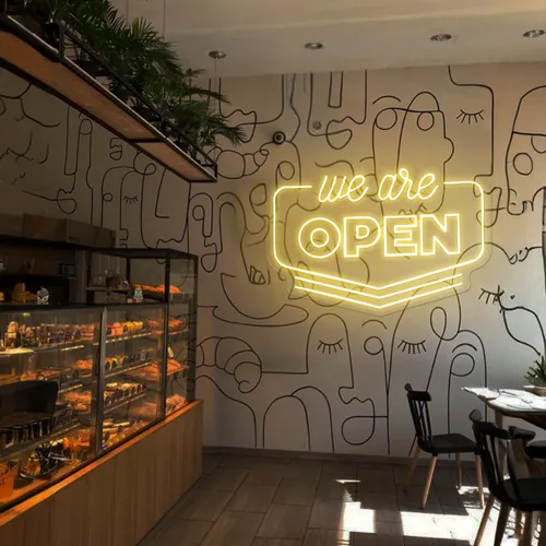 Vibrant Open Neon Sign - Custom Socks Now