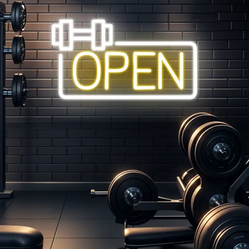 Bold Open Neon Sign - Custom Socks Now