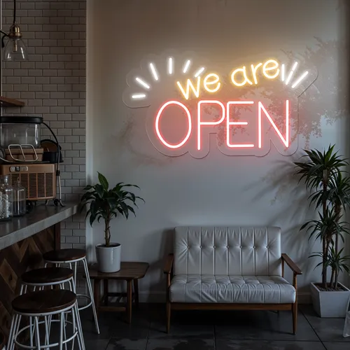 Eye-Catching Open Neon Sign - Custom Socks Now