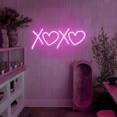 XOXO Heart Pink Neon Sign - Custom Socks Now