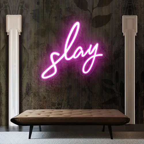 Glowing Slay Pink Neon Sign - Custom Socks Now