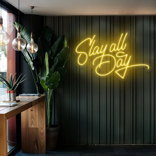 Slay All Day Neon Sign - Custom Socks Now