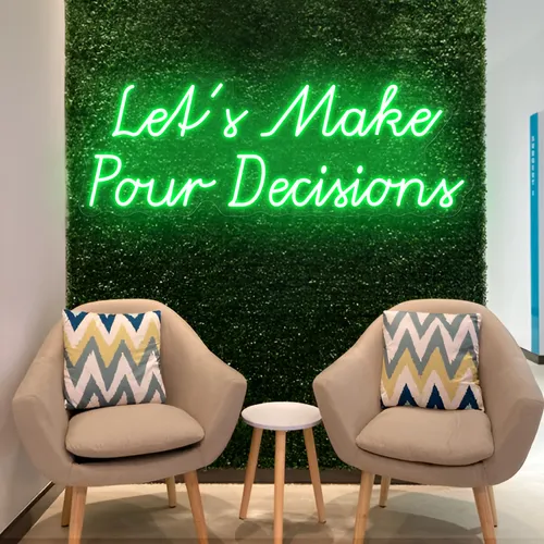 Stylish "Let's Make Pour Decisions" Neon Sign - Custom Socks Now