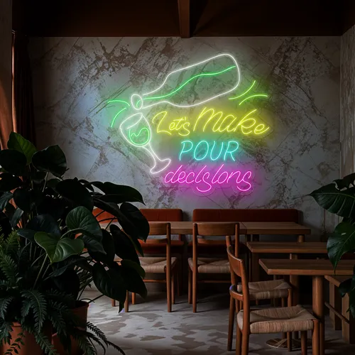 Cool "Let's Make Pour Decisions" Neon Sign - Custom Socks Now