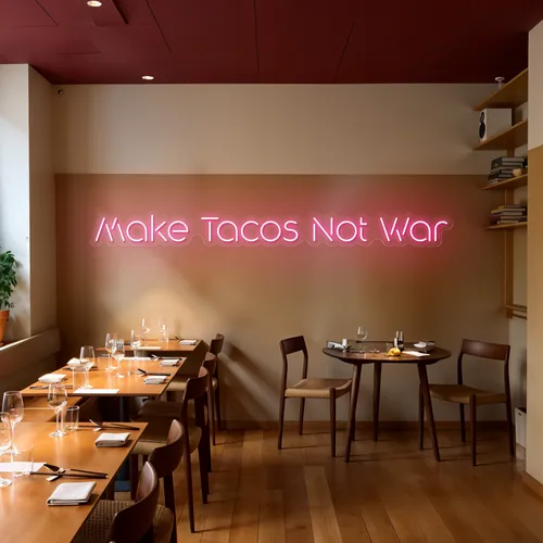 Mouthwatering "Make Tacos Not War" Neon Sign - Custom Socks Now