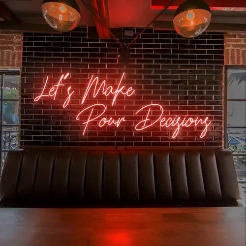 Eye-Catching "Let's Make Pour Decisions" Neon Sign - Custom Socks Now