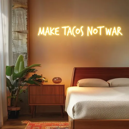 Zesty "Make Tacos Not War" Neon Sign - Custom Socks Now