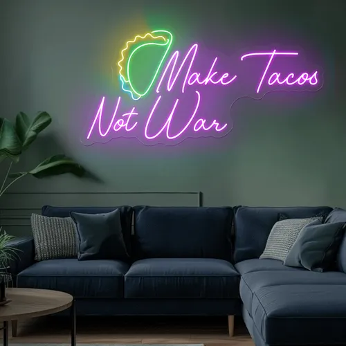For the Beach "Make Tacos Not War" Neon Sign - Custom Socks Now
