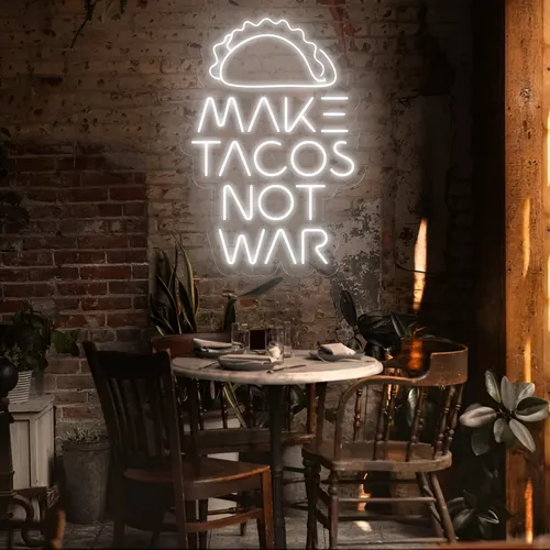Tasty "Make Tacos Not War" Neon Sign - Custom Socks Now