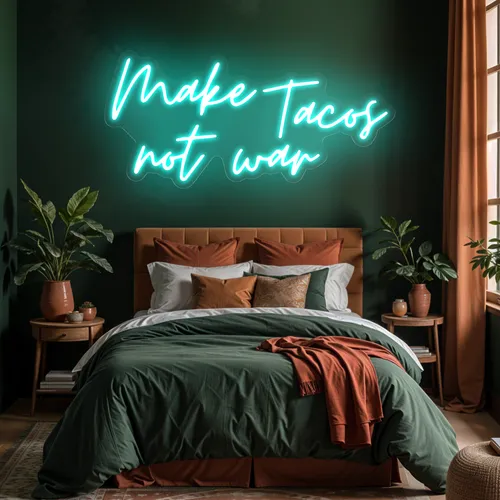 Sizzling "Make Tacos Not War" Neon Sign - Custom Socks Now