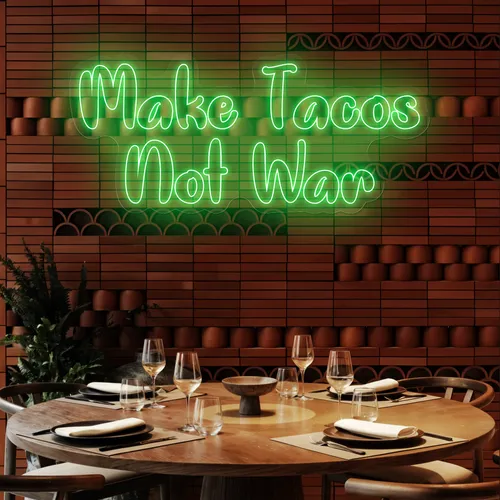 Savory "Make Tacos Not War" Neon Sign - Custom Socks Now