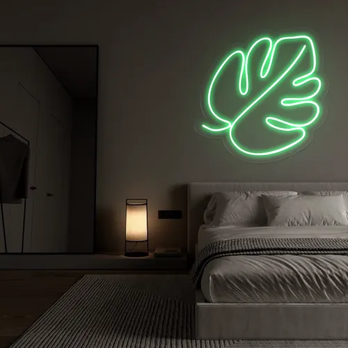 Tropical Monstera Leaf Neon Sign - Custom Socks Now