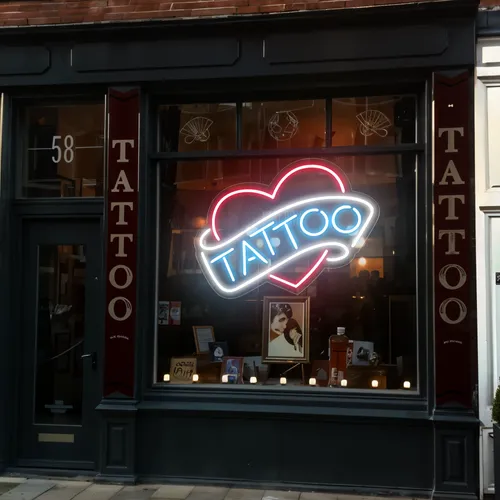 Tattoo Heart Window Neon Sign - Custom Socks Now