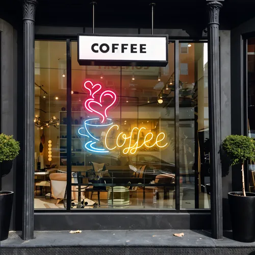 Coffee Love Window Neon Sign - Custom Socks Now