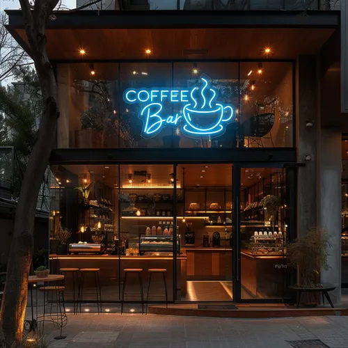 Coffee Bar Window Neon Sign - Custom Socks Now