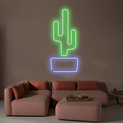 Cactus Vertical Neon Sign - Custom Socks Now
