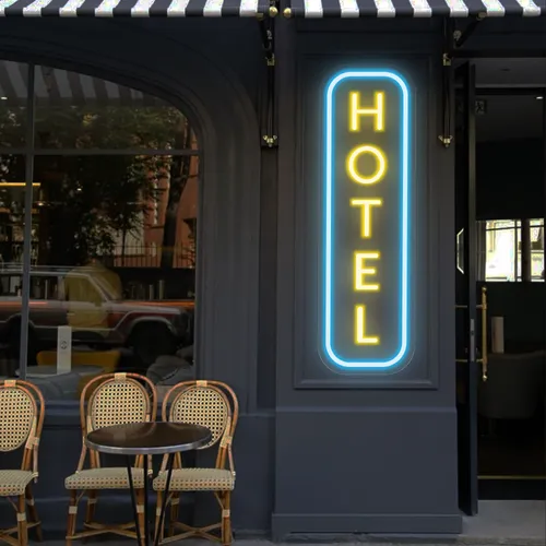 Hotel Vertical Neon Sign - Custom Socks Now