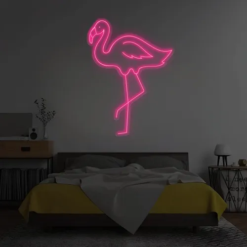 Single Flamingo Vertical Neon Sign - Custom Socks Now