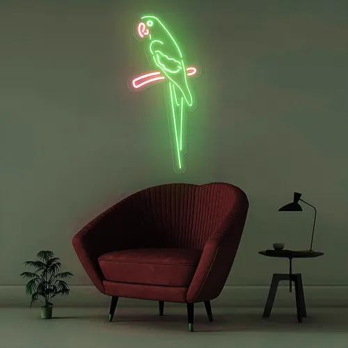 Green Parrot Vertical Neon Sign - Custom Socks Now