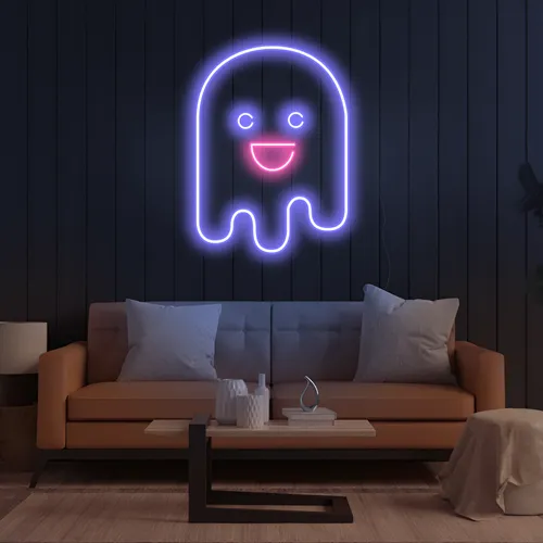Ghost Cartoon Vertical Neon Sign - Custom Socks Now