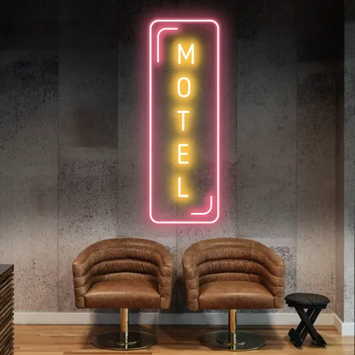 Motel Vertical Neon Sign - Custom Socks Now