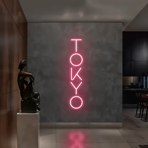 Tokyo Vertical Neon Sign - Custom Socks Now