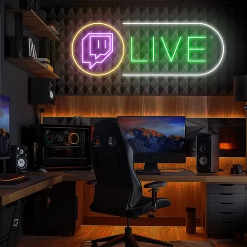 Twitch Live Streaming Neon Sign - Custom Socks Now