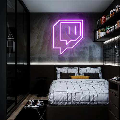 Twitch Icon Glow Neon Sign - Custom Socks Now