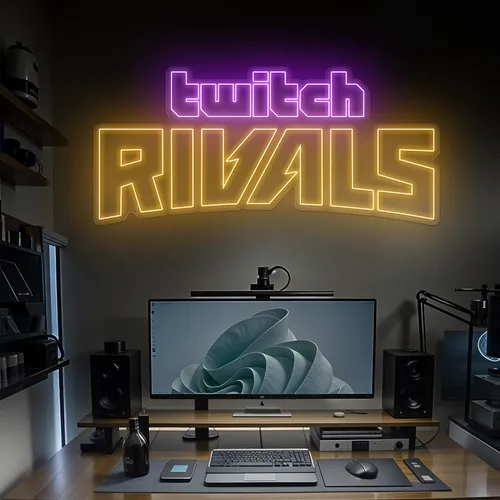 Twitch Rivals Gaming Setup Neon Sign - Custom Socks Now