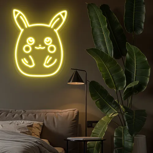 Cute Pikachu Neon Sign - Custom Socks Now