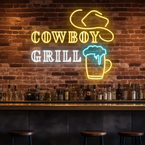 Cowboy Grill Neon Sign - Custom Socks Now