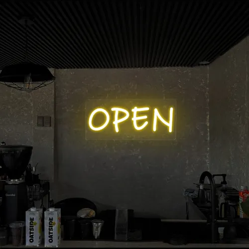 Open Neon Sign (small handwritten style) - Custom Socks Now
