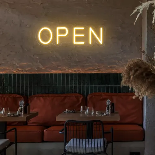 Open Block Neon Sign - Custom Socks Now