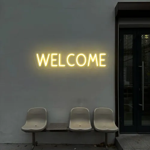 Welcome Block Neon Sign - Custom Socks Now