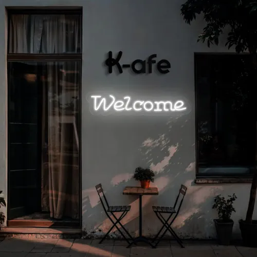 Welcome Script Neon Sign - Custom Socks Now
